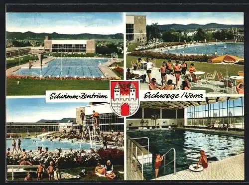 AK Eschwege /Werra, Schwimm-Zentrum mit badegästen, Innen- und Aussenbecken