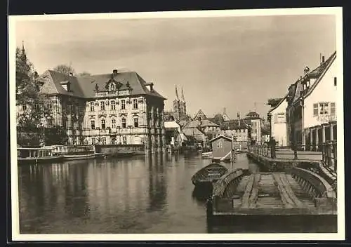 AK Bamberg, Flusspartie mit Blick auf die Kirche