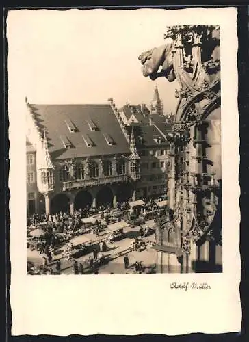 AK Freiburg i. Br., Das Münster, Blick auf die Stadt