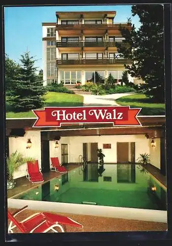 AK Lützenhardt /Schwarzwald, Hotel-Pension und Cafe Walz, Innenschwimmbad