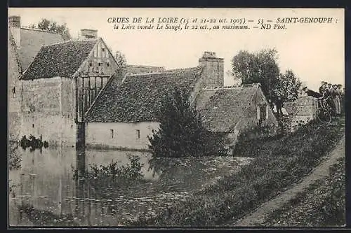 AK Saint-Genouph, Crues de la Loire-La Loire inonde Le Saugè 1907, Hochwasser