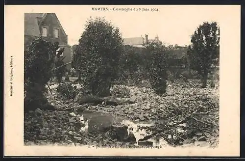 AK Mamers, Catastrophe du 7 juin 1904, Jardin detruit du Pensionnat St-Joseph