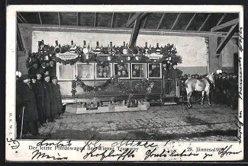 AK Wien, Der letzte Pferdewagen der Wiener Tramway, 28. Jänner 1902