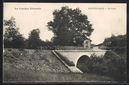 AK Soudeilles, La Gare, Bahnhof