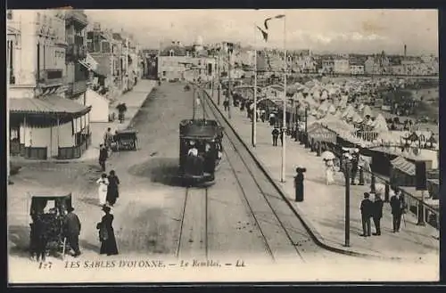 AK Les Sables d`Olonne, Le Remblai, Strassenbahn