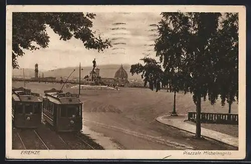 AK Firenze, Piazzale Michelangelo, Strassenbahn