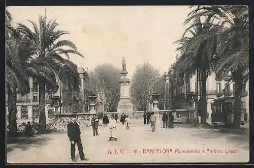 AK Barcelona, Monumento a Antonio Lopez, Strassenbahn