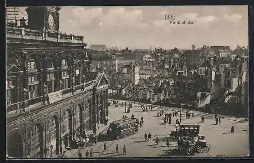 AK Lille, Strassenbahn am Nordbahnhof