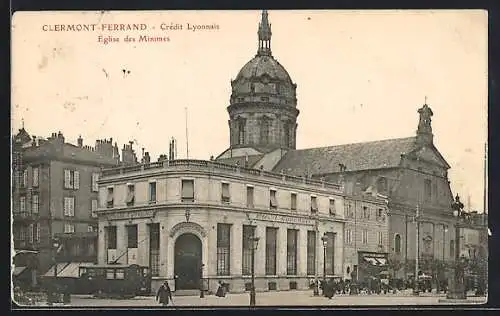 AK Clermont-Ferrand, Credit Lyonnais, Eglise des Minimes, Strassenbahn