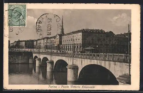 AK Torino, Ponte Vittorio Emanuele, Strassenbahn