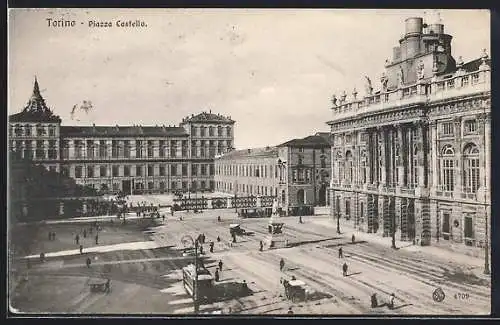 AK Torino, Piazza Castello, Strassenbahn