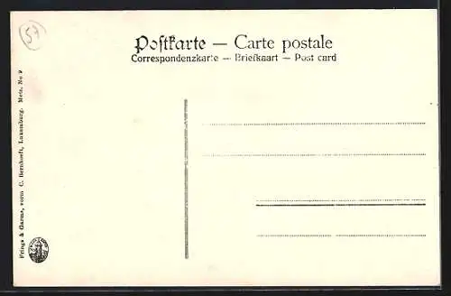 AK Metz, Strassenbahn hinter dem Faber-Denkmal