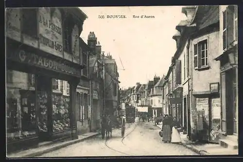 AK Bourges, Rue d`Auron, Strassenbahn