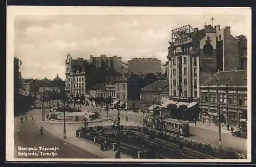 AK Belgrade, Terazije, Strassenbahn