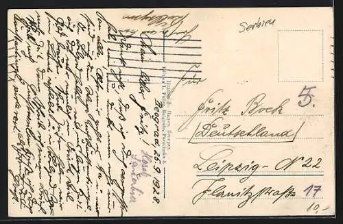 AK Belgrade, Terazije, Strassenbahn