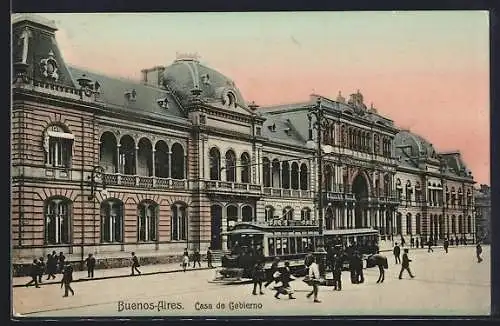 AK Buenos-Aires, Casa de Hobierno, Strassenbahn