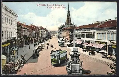 AK Ujvidék, Strassenbahn in der Kossuth Lajos-Gasse