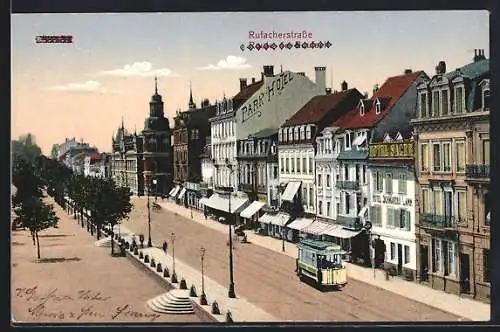 AK Colmar, Rufacherstrasse mit Strassenbahn