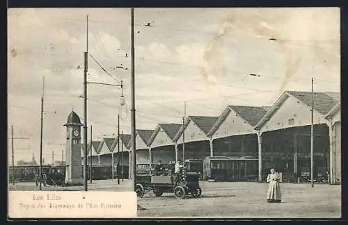 AK Les Lilas, Depot des Tramways de l`Est Parisien, Strassenbahn