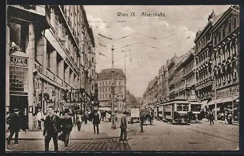 AK Wien, Strassenbahn in der Alserstrasse