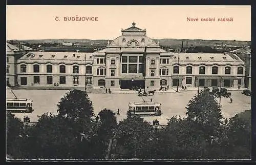 AK C. Budejovice, Nove osobni nadrazi, Strassenbahn