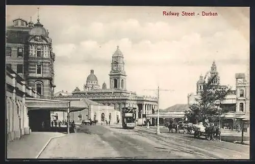 AK Durban, Railway Street, Strassenbahn