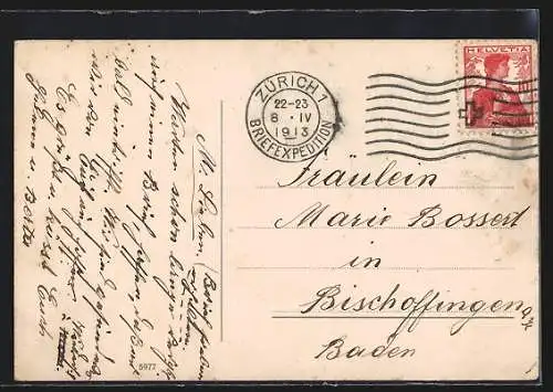 AK Zürich, Strassenbahn am Sonnenquai