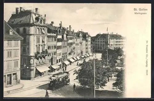 AK St. Gallen, Strassenbahn in der Marktgasse