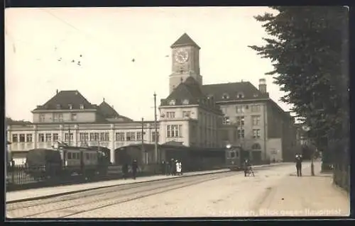 AK St. Gallen, Strassenbahn mit Blick auf Hauptpost