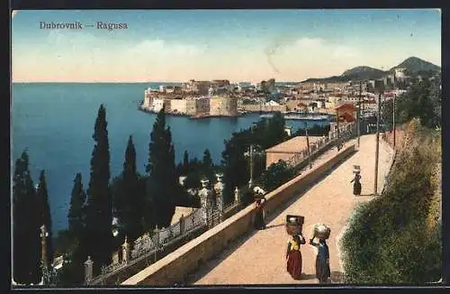 AK Dubrovnik, Panorama mit Promenade