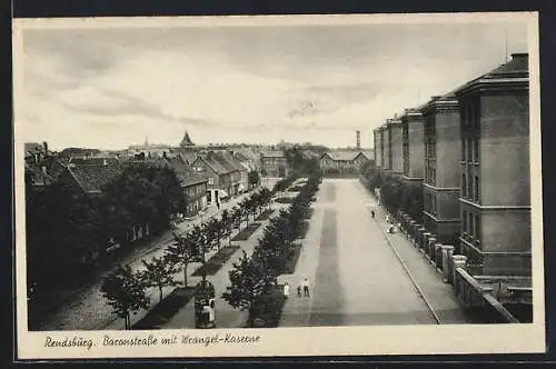 AK Rendsburg, Baronstrasse mit Wrangel-Kaserne