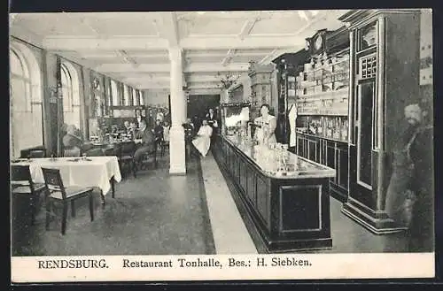 AK Rendsburg, Restaurant Tonhalle, Innenansicht