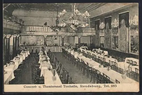 AK Rendsburg, Concert- und Theatersaal Tonhalle, Innenansicht