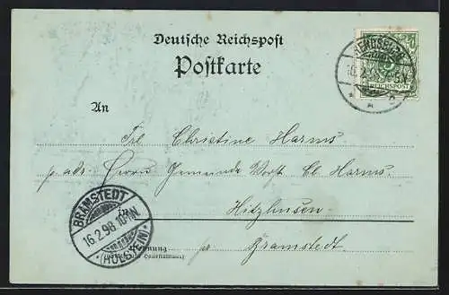 Mondschein-AK Rendsburg, Postgebäude und Jungfernstiegstrasse