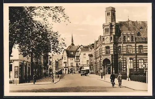 AK Rendsburg, Cafe Albert und Postamt auf der Jungfernstiegstrasse