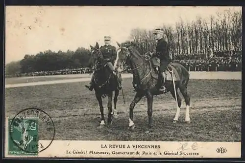 AK Heerführer General Maunoury, Gouverneur von Paris, und General Sylvestre