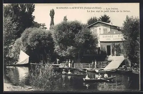 AK Maisons-Laffitte, Les bains, le bac sur le petit bras de la Seine