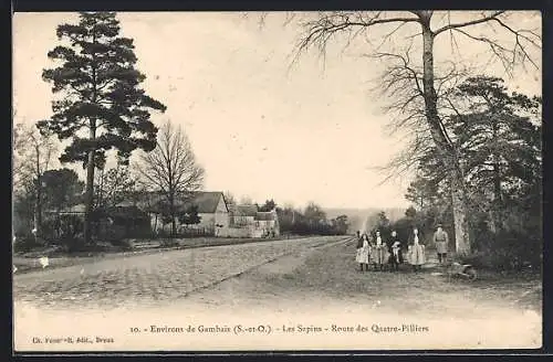 AK Gambais, Les Sapins, Route des Quatre-Piliers avec enfants et arbres