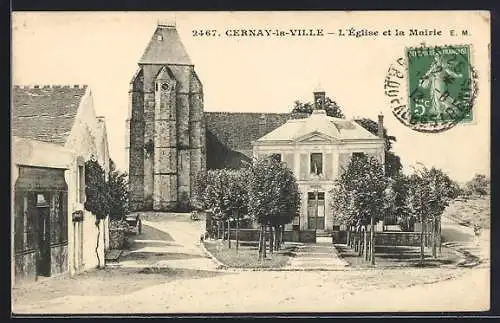 AK Cernay-la-Ville, L`église et la mairie