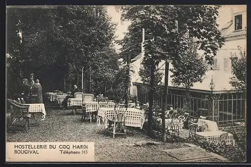 AK Bougival, Hostellerie du Coq Hardi et jardin avec tables dressées