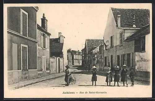 AK Achères, Rue de Saint-Germain avec enfants jouant dans la rue