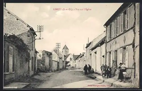 AK Limetz, Vue sur l`église et la rue animée