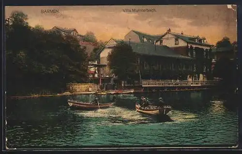 AK Barmen, Gasthaus Villa Murmelbach J. E. Lebens, vom Wasser gesehen