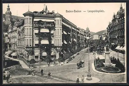 AK Baden-Baden, Leopoldsplatz mit Hotel Victoria