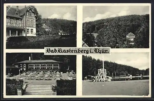 AK Bad Rastenberg /Th., Freibad, Gebäudeansichten, Gaststätte