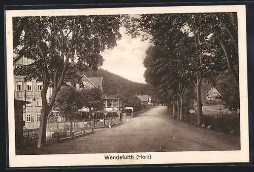 AK Wendefurth /Harz, Strassenpartie mit Gasthaus