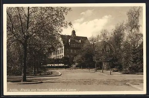 AK Apolda, Eingang zum Hermann Löns-Park und Lyzeum