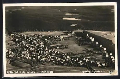 AK Finsterbergen /Thür. Wald, Teilansicht, Fliegeraufnahme