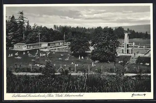 AK Friedrichroda i. Thür., Blick auf die Liegewiese des Wald Schwimmbad