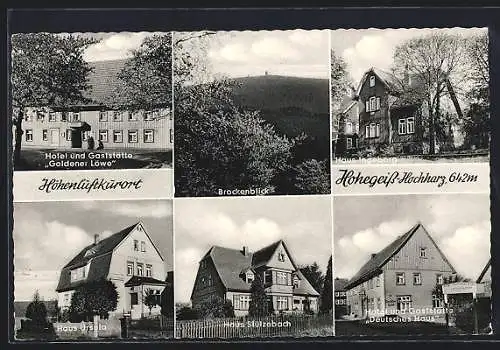 AK Hohegeiss /Hochharz, Hotel und Gaststätte Goldener Löwe, Hotel und Gaststätte Deutsches Haus, Haus Ursula